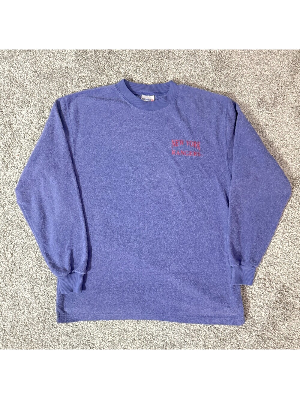 Vintage Chalk Line New York Rangers NHL Purple Crewneck Sweatshirt Mens M USA